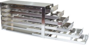Upright Freezer Rack with Drawers for Standard 3" Boxes | Top-Loading Rack | Rack Only | 4 Boxes Deep x 4 Boxes High