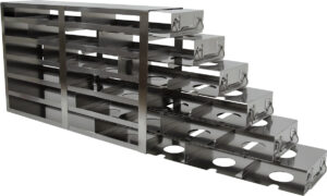 Upright Freezer Rack with Drawers for Fiberboard & Polycarbonate 2" Boxes for Panasonic Upright Freezers- Rack Only- 4 Boxes Deep x 6 Boxes High (side access)