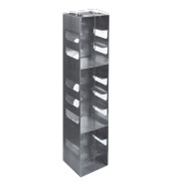 Aluminum Mini Vertical Rack with 3 Mini Boxes & Cell Dividers - 10 Boxes  High