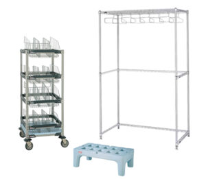 Bootie Storage, Gowning Racks, Benches and Dunnage Racks