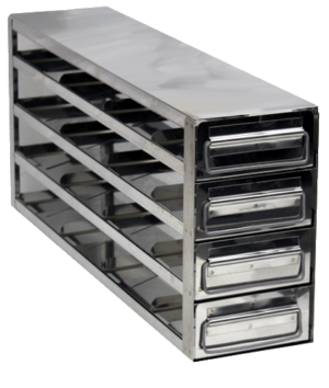 Drawer Style Stainless Upright Freezer Racks for 3″ Boxes