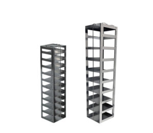 Stainless & Aluminum Vertical Freezer Racks for 3 Inch Mini Boxes