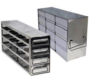 Stainless Upright Freezer Racks for 3 Inch Boxes