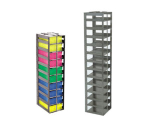 Stainless Vertical Freezer Racks for 100-cell Hinged Top Boxes