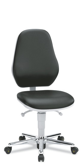 Bimos Cleanroom Basic Laboratory Chair 9145 | Desk Height | Freewheeling Casters | Black Vinyl