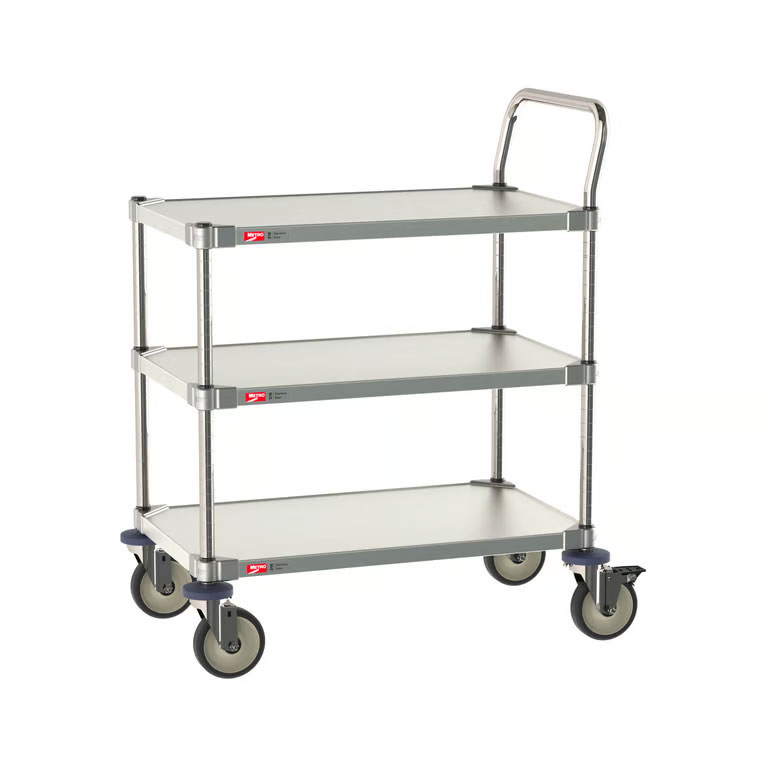 Metro 316 Stainless Steel Lab & Cleanroom Carts | 3 Shelves | 18” x 30”