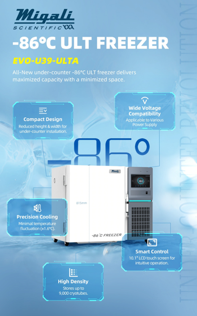 Migali EVO-U39-ULTA High Performance -86C Ultra-low Temperature Freezer | 3.9 cu. ft. (110 Liters)